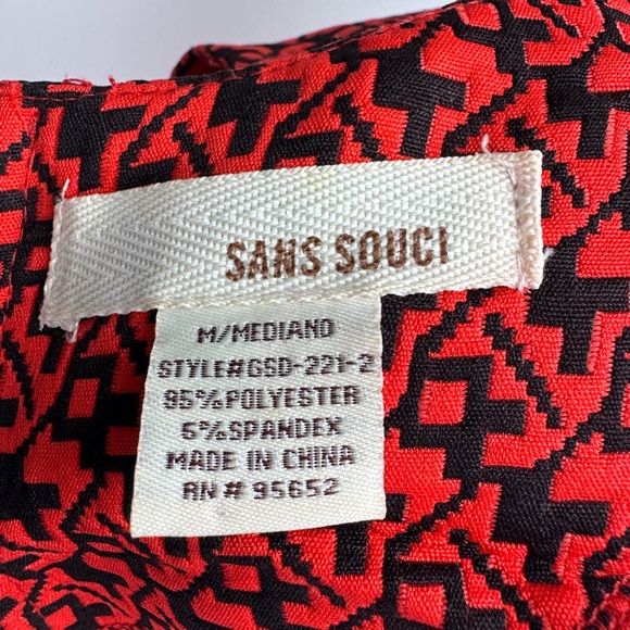 Sans Souci Red Black Geometric Sleeveless Fit & Flare Dress Size M - Picture 6 of 11